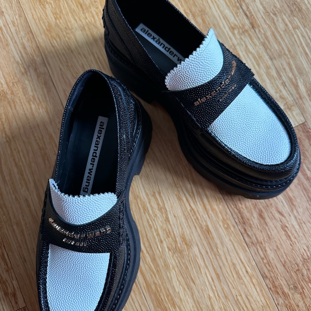 Alexander Wang Black and White Loafers